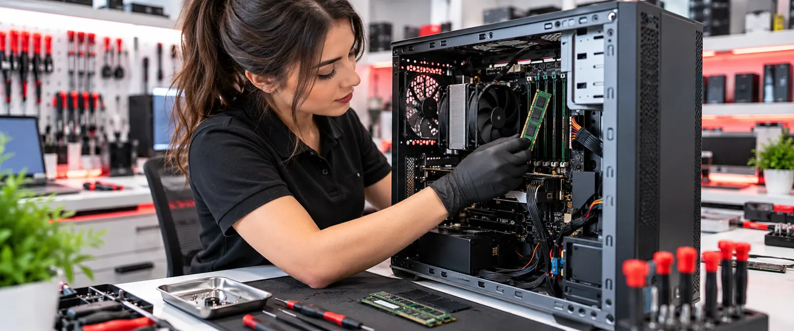 Desktop-PC in der Werkstatt